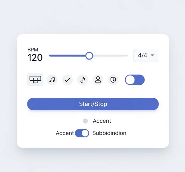 Online metronome interface with BPM and time signature controls
