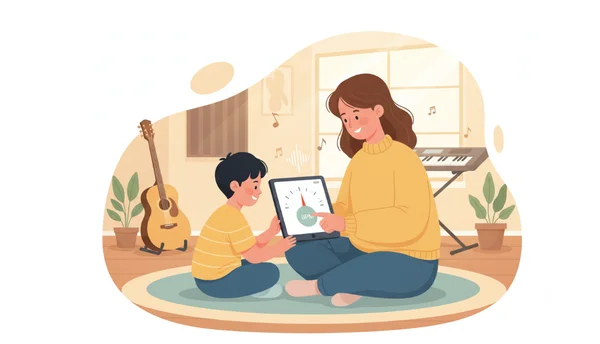 Teacher and student practicing rhythm with metronome