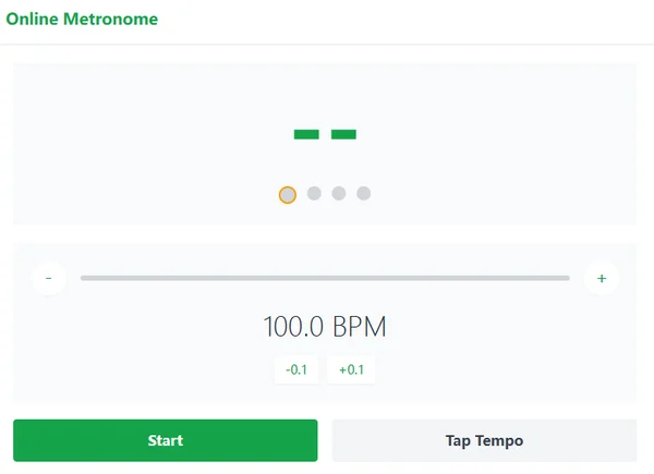 Screenshot of metronome.wiki tap tempo bpm counter interface