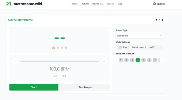Online metronome interface showing subdivision for polyrhythms