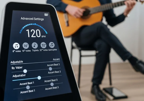 Metronome showing complex subdivisions with a musician