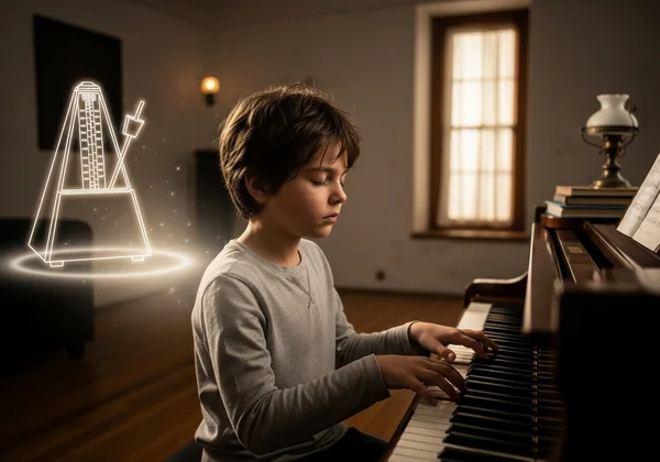 Student practicing music with an internal rhythm sense