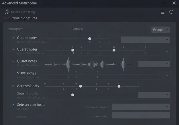 Metronome interface showing accent and subdivision settings